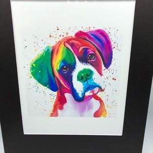 Colorful Boxer Dog Art Print 11x14 inch